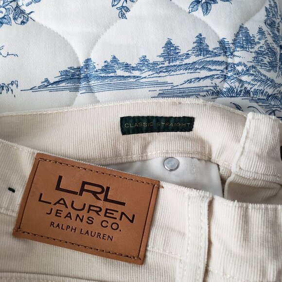 Lauren Ralph Lauren Classic Straight Leg Corduroy Ivory Pants - Picture 8 of 9
